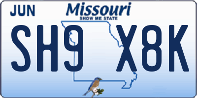 MO license plate SH9X8K