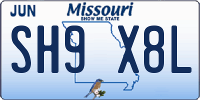 MO license plate SH9X8L
