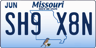 MO license plate SH9X8N