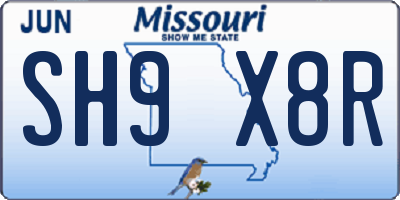 MO license plate SH9X8R