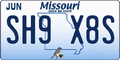 MO license plate SH9X8S