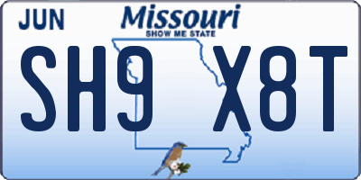 MO license plate SH9X8T