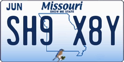 MO license plate SH9X8Y