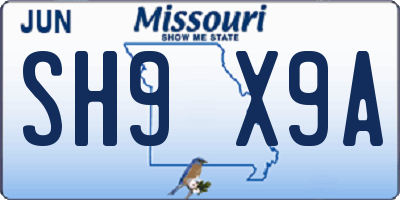 MO license plate SH9X9A