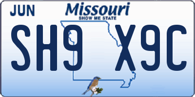 MO license plate SH9X9C