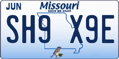 MO license plate SH9X9E