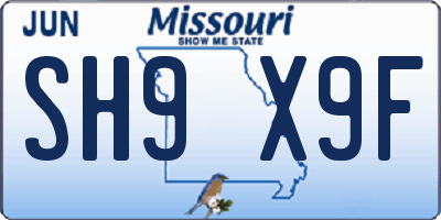 MO license plate SH9X9F