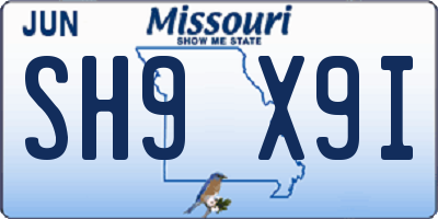 MO license plate SH9X9I