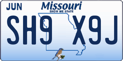 MO license plate SH9X9J