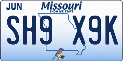MO license plate SH9X9K