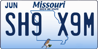 MO license plate SH9X9M
