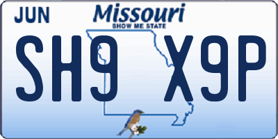 MO license plate SH9X9P