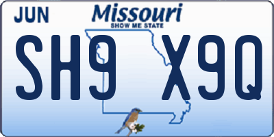 MO license plate SH9X9Q