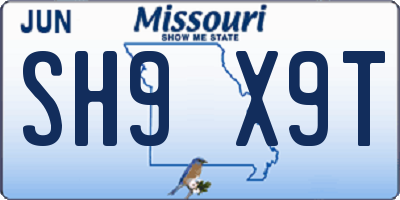 MO license plate SH9X9T