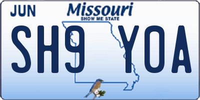 MO license plate SH9Y0A