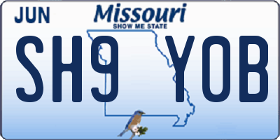 MO license plate SH9Y0B