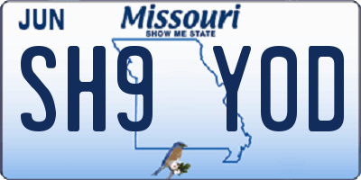 MO license plate SH9Y0D