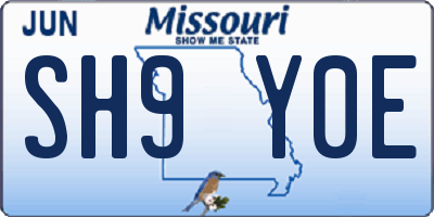 MO license plate SH9Y0E