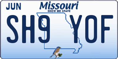 MO license plate SH9Y0F
