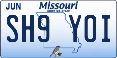 MO license plate SH9Y0I
