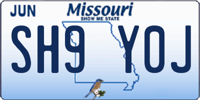MO license plate SH9Y0J