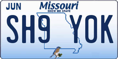 MO license plate SH9Y0K