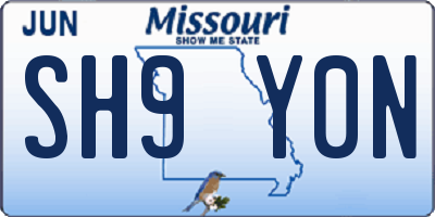 MO license plate SH9Y0N