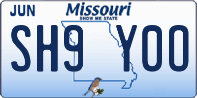 MO license plate SH9Y0O