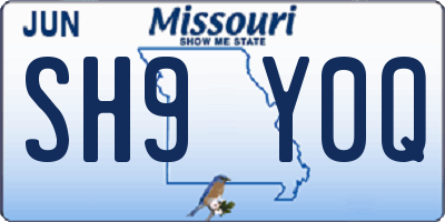 MO license plate SH9Y0Q