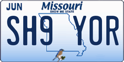 MO license plate SH9Y0R
