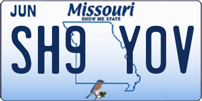 MO license plate SH9Y0V