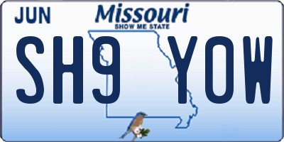 MO license plate SH9Y0W