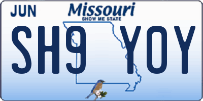 MO license plate SH9Y0Y