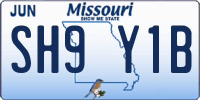 MO license plate SH9Y1B