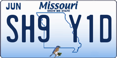 MO license plate SH9Y1D