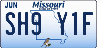 MO license plate SH9Y1F