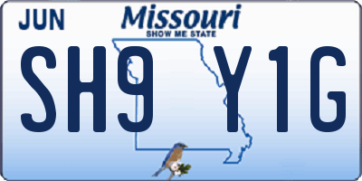 MO license plate SH9Y1G