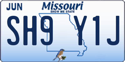 MO license plate SH9Y1J