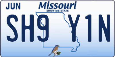 MO license plate SH9Y1N