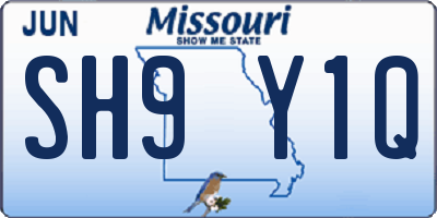 MO license plate SH9Y1Q