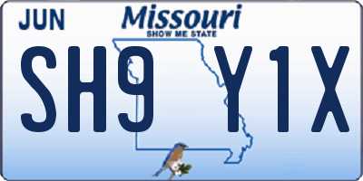 MO license plate SH9Y1X