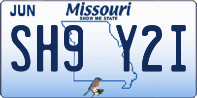 MO license plate SH9Y2I