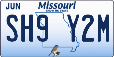 MO license plate SH9Y2M