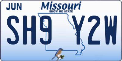 MO license plate SH9Y2W