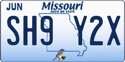 MO license plate SH9Y2X