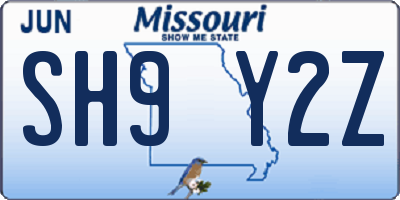 MO license plate SH9Y2Z