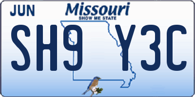 MO license plate SH9Y3C