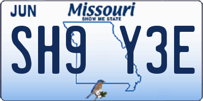 MO license plate SH9Y3E