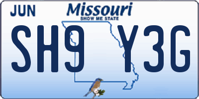 MO license plate SH9Y3G