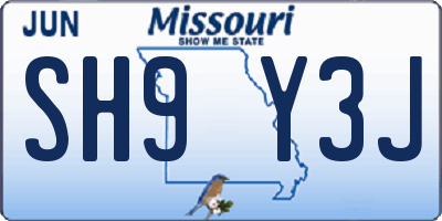MO license plate SH9Y3J
